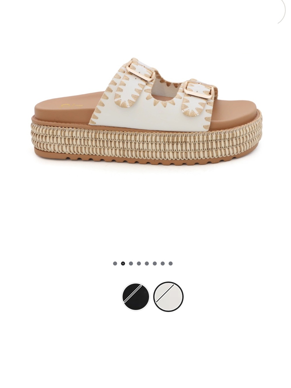 Women's White Leather Dual-Buckle Platform Slide Sandal